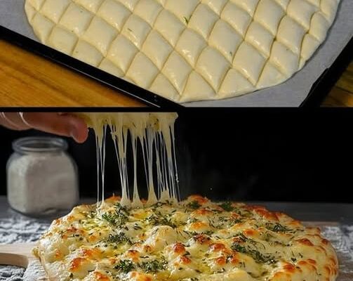 🧀 Puszysta focaccia serowa z ciągnącym się środkiem