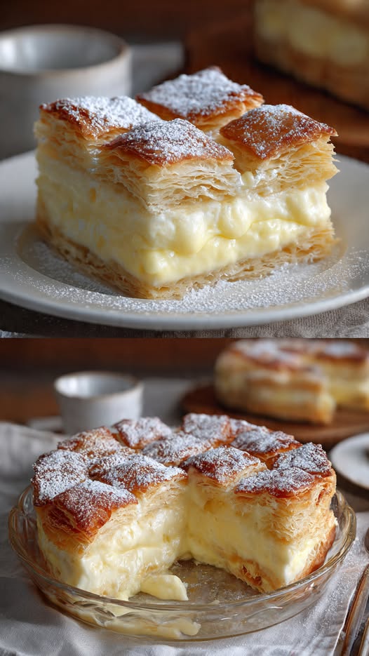 Niesamowity domowy deser z ciasta francuskiego z delikatnym kremem jajecznym