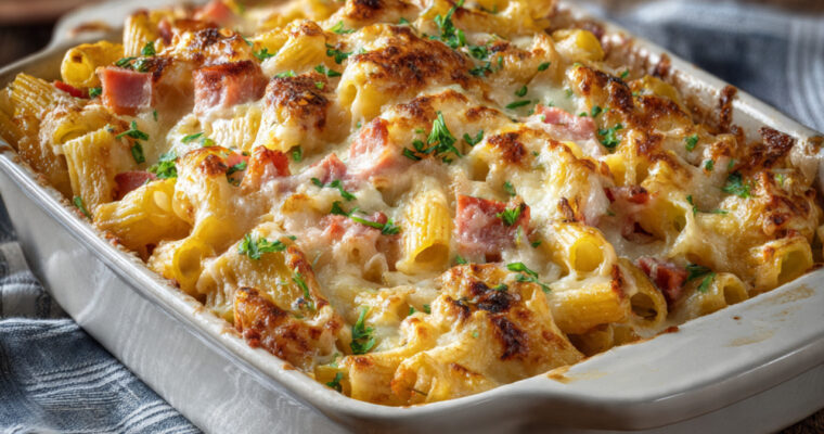 Macaroni Ovenschotel met Ham, Groenten en Kaas