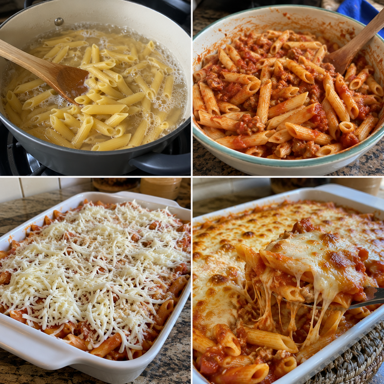 Zapiekane Penne po Włosku – Aromatyczny Makaron z Sosem i Serem