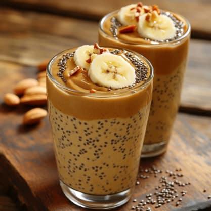 Pudding Bananowy z Masłem Orzechowym i Nasionami Chia – Zdrowy Deser Bez Pieczenia