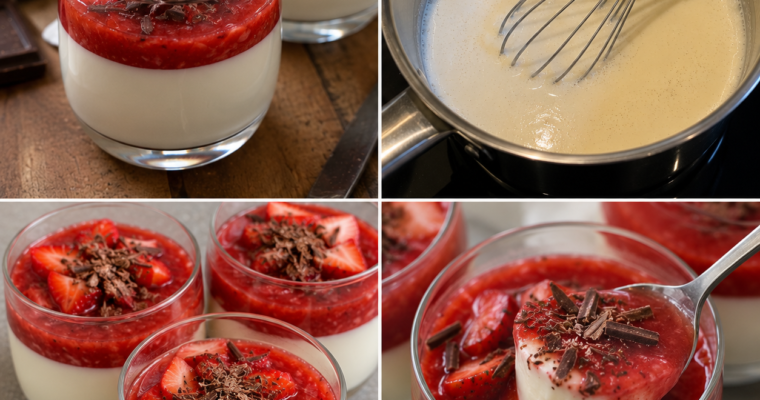 Deser Panna Cotta z Truskawkami i Czekoladą – Kremowy Włoski Klasyk