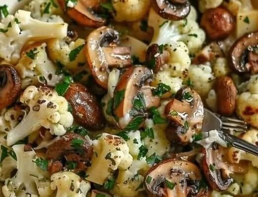 Pieczarki Czosnkowe z Kalafiorem z Piekarnika – Prosty i Aromatyczny Obiad