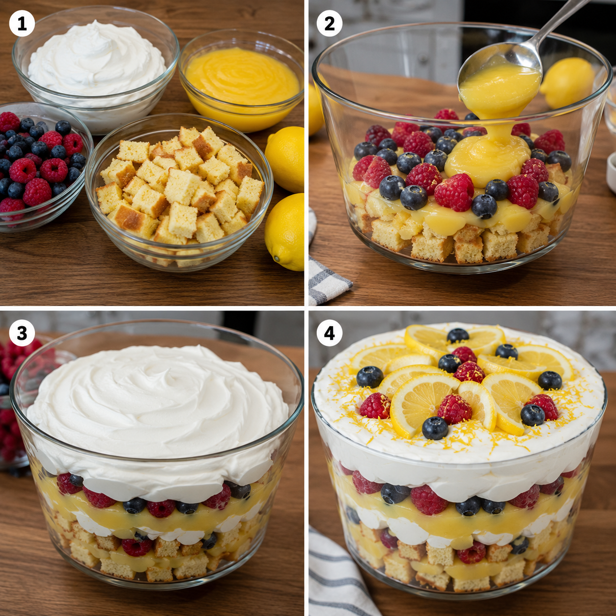 Prosty Trifle Cytrynowo-Jagodowy – Lekki Deser Bez Pieczenia