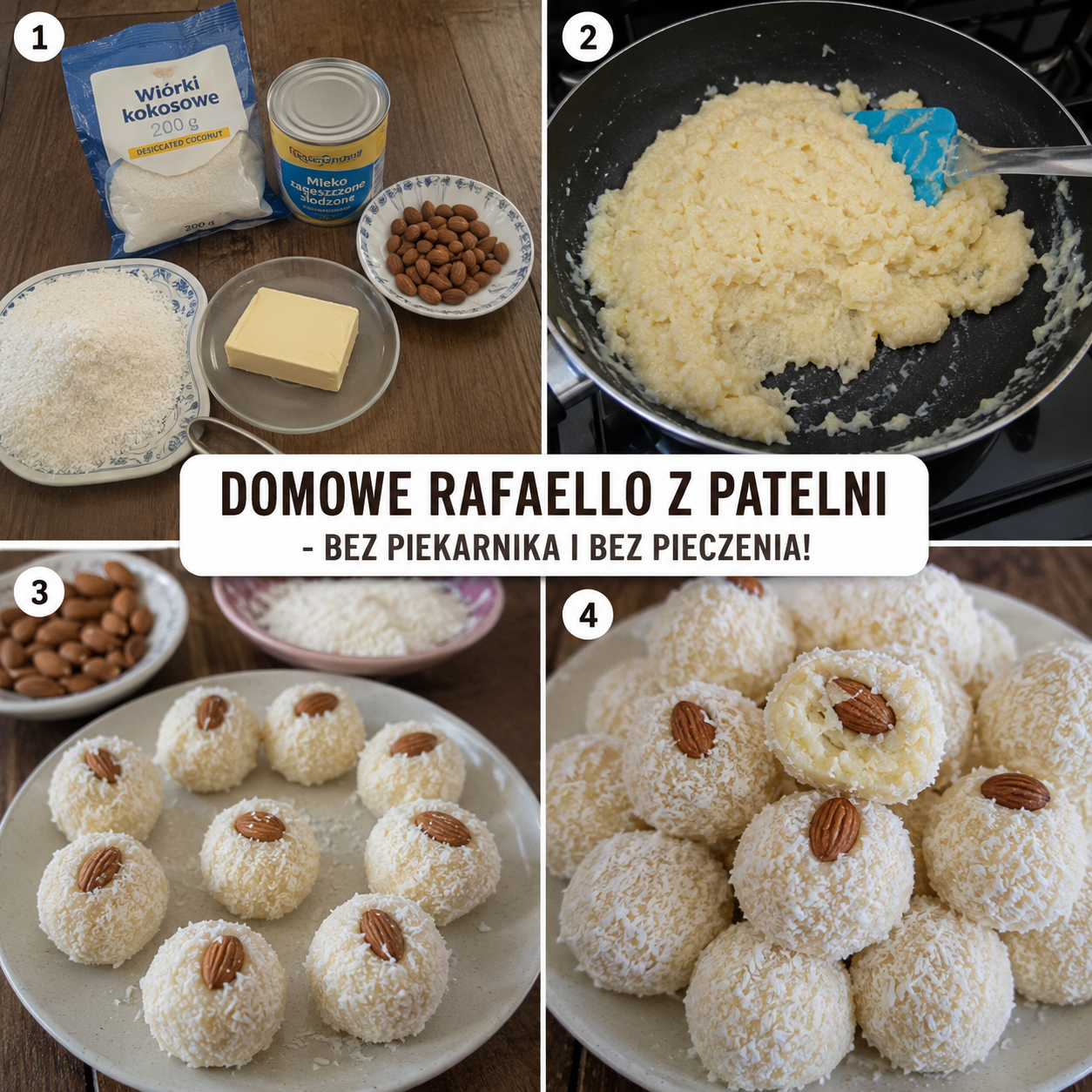 Domowe Rafaello z patelni – Bez piekarnika i bez pieczenia!