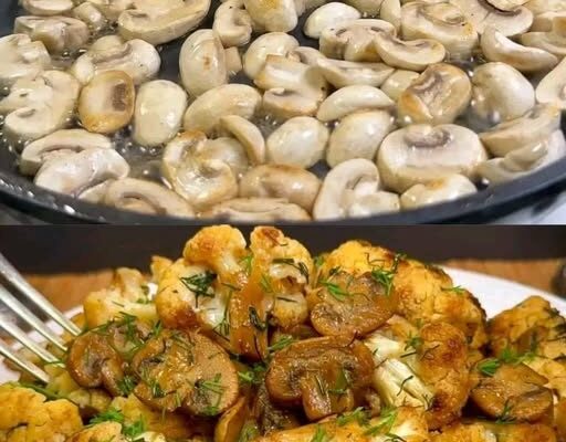 🥦 Pieczony Kalafior z Pieczarkami – Złocisty, Aromatyczny i Pełen Smaku