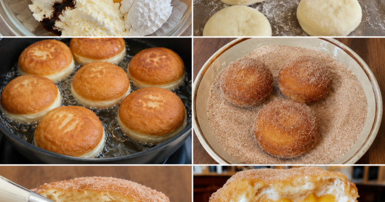 Klasyczne Pączki z Sernikiem Brzoskwiniowym – Puszyste, Kremowe i Pełne Owoców!