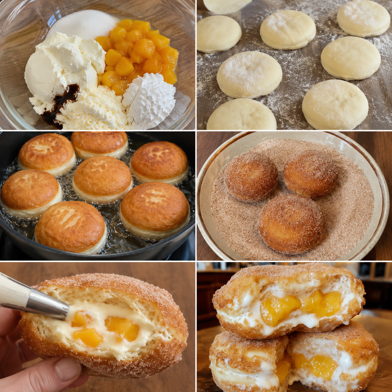 Klasyczne Pączki z Sernikiem Brzoskwiniowym – Puszyste, Kremowe i Pełne Owoców!