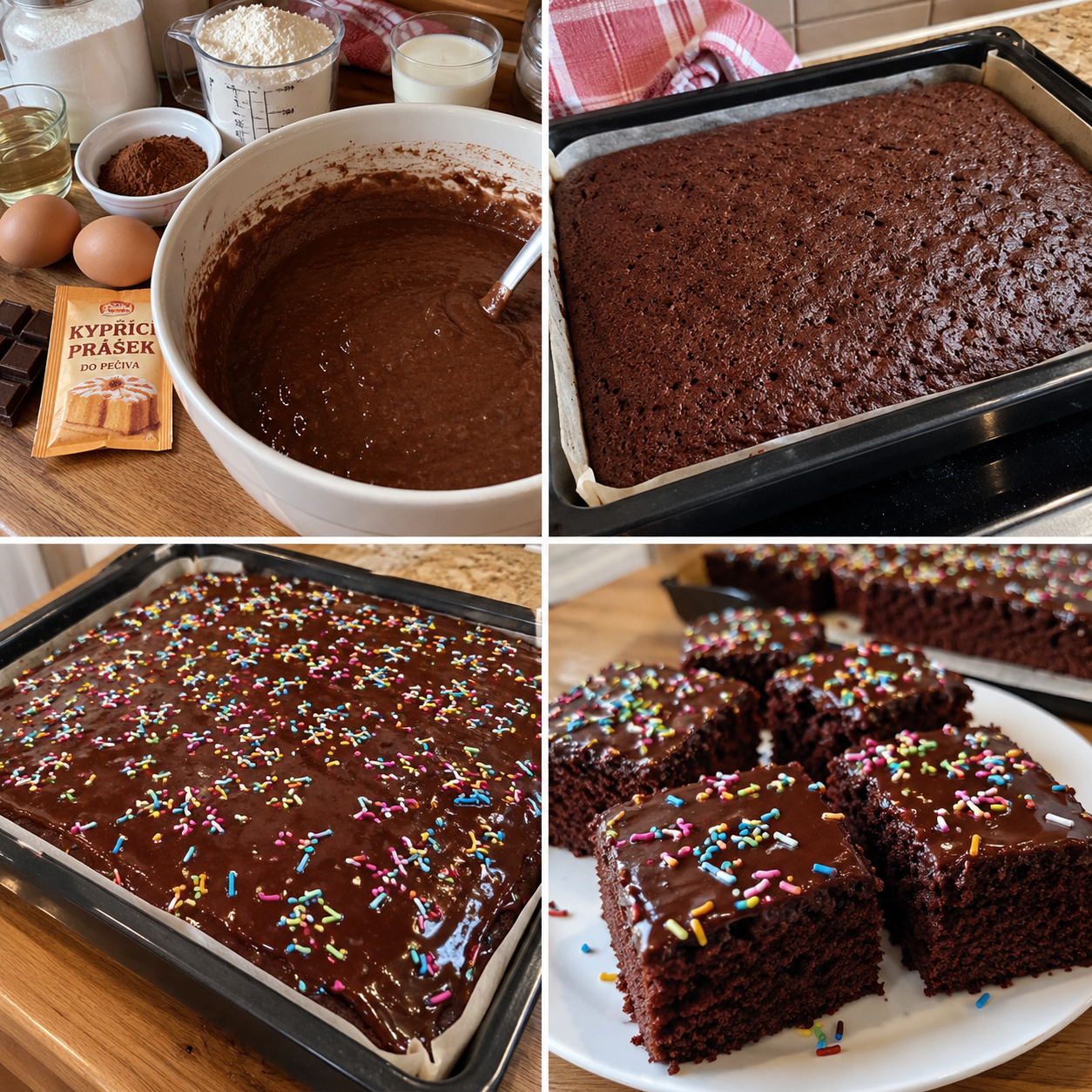 🍫 Ciasto Kubeczkowe z Polewą Czekoladową – Proste, Wilgotne i Bez Ważenia Składników