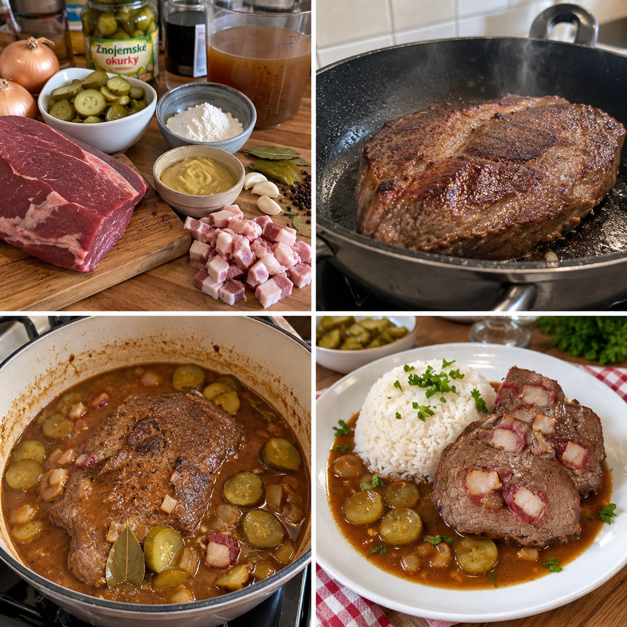 🥩 Znojemská hovězí pečeně podle Kluků v akci – Poctivá česká klasika s okurkovou omáčkou